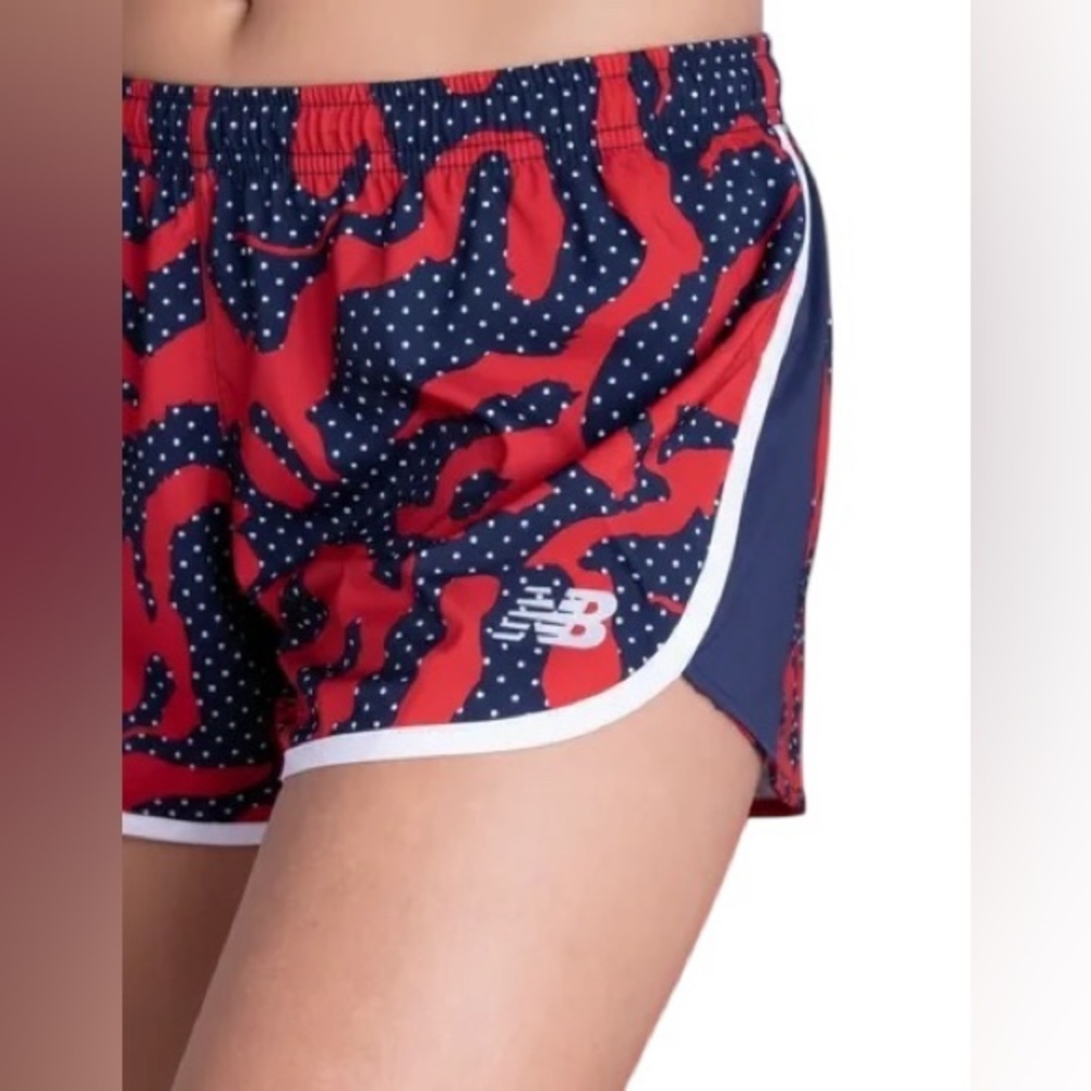 NWOT, New Balance, Accelerate 2.5” Printed Running Shorts, Size XL, Navy & Red - Picture 5 of 11